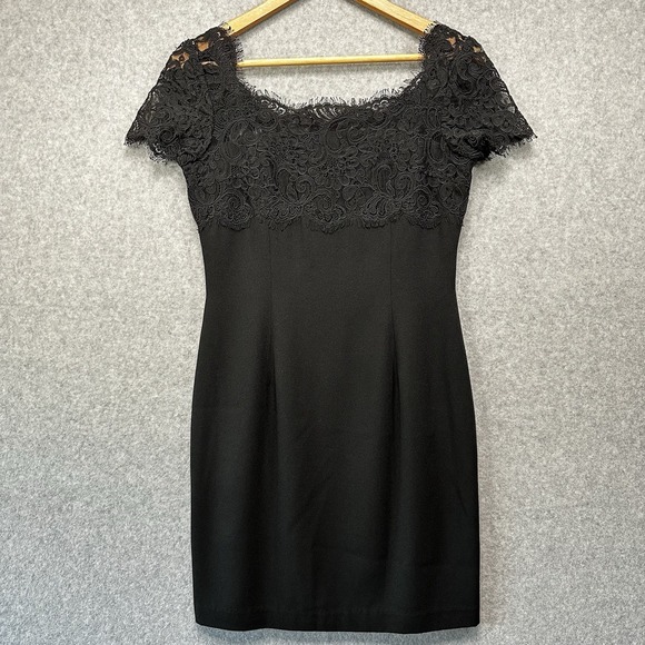 Vintage Carmen Marc Valvo Lace Cap Sleeve Dress Black NEW Size 6P - Picture 1 of 12